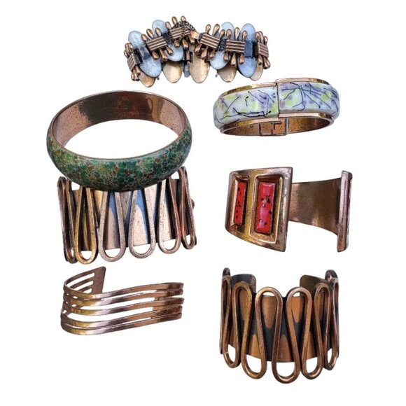 Lot of 7 Renoir Signed Bracelets Matisse Renoir Copper Jewelry - Picture 1 of 8